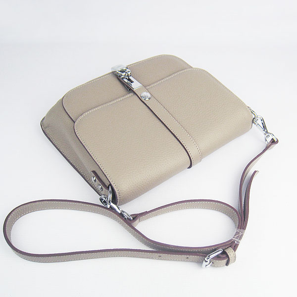 Replica Hermes Togo Leather Messenger Bag Grey 8079